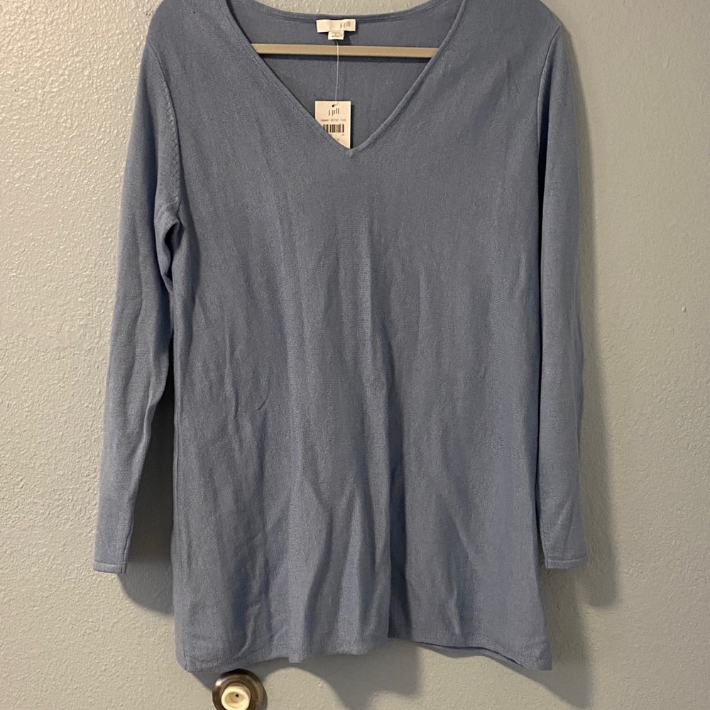 J. Jill Soft Blue V-Neck Long Sleeve Top